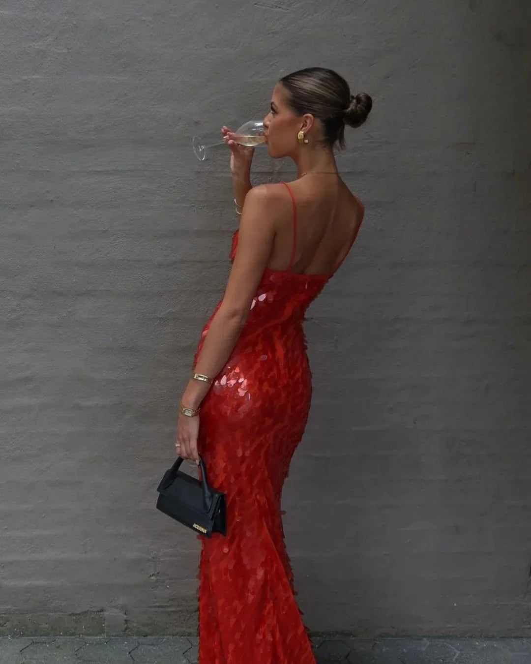 Misha Sapphire Sequin Maxi - Red